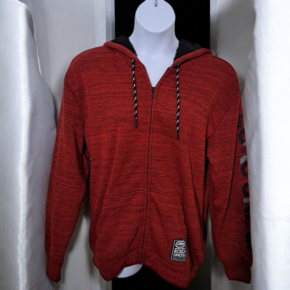 Men’s Ecko Unlimited Hooded Fleece Top Red  Large NWT - Picture 3 of 13